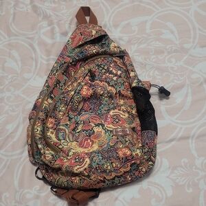 Crossbody Paisley Zipper Pockets Colorful Floral Sling Backpack Purse Travel bag
